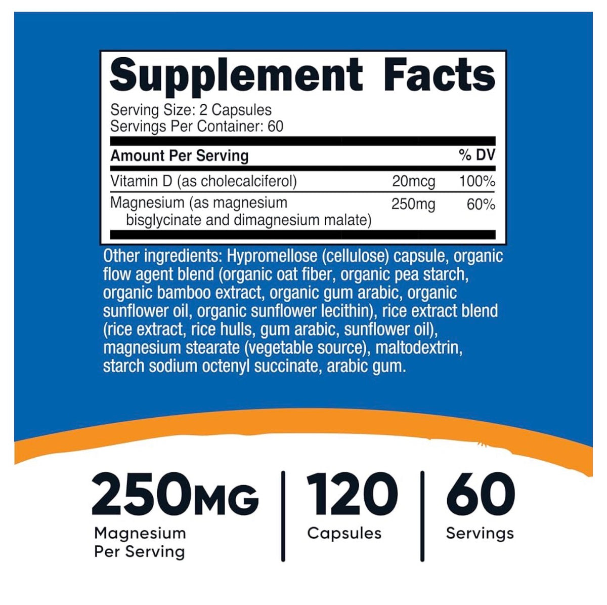 Nutricost Magnesium Glycinate + Malate 250mg With Vitamin D | Highly Bioavailable for Healthy Sleep & Stress Support | 120 Capsules; Exp 05/2029
