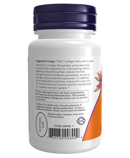 NOW Vitamin E-400iu (268mg) with Mixed Tocopherols (E400)| Antioxidant Protection | 50 Softgels; Exp 05/2030