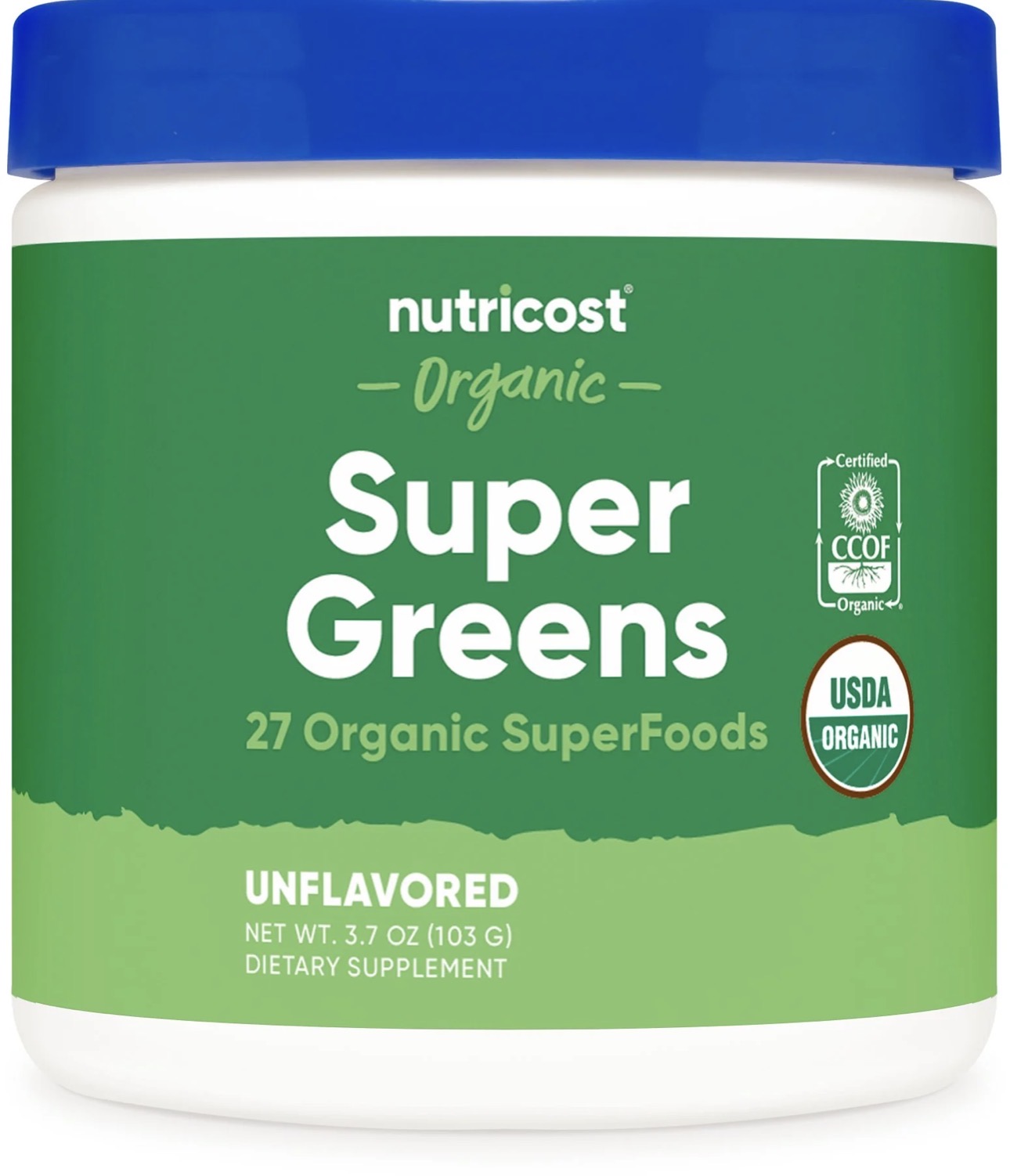 Nutricost Organic Super Greens Powder | 10 Servings | Superfood Drink Mix | Unflavored ~ 3.7oz/103g; Exp 04/2027