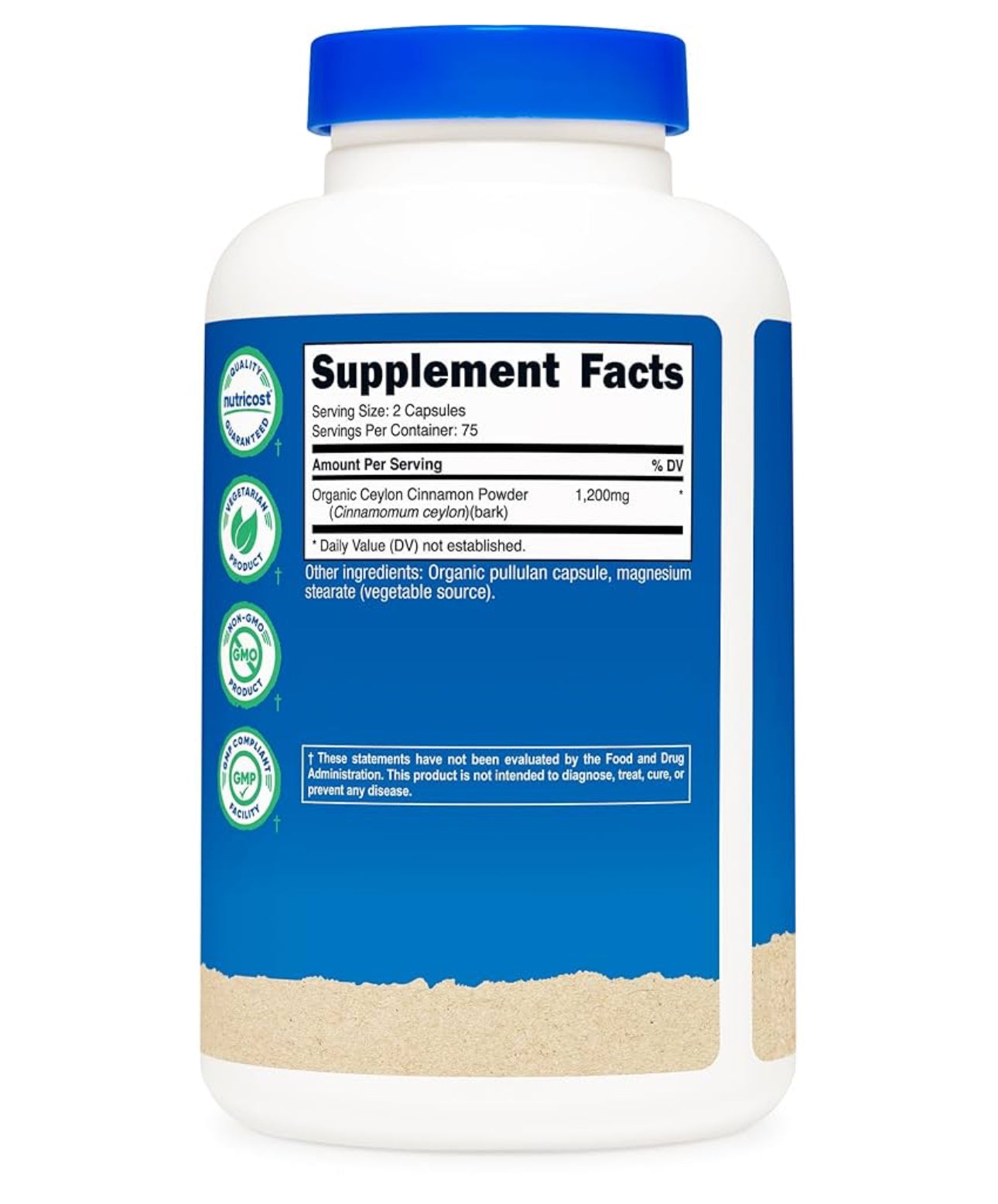 Nutricost Organic Ceylon Cinnamon (1200 MG) | Supports Healthy Glucose (Sugar) Metabolism | 150 Capsules; Exp 09/2027