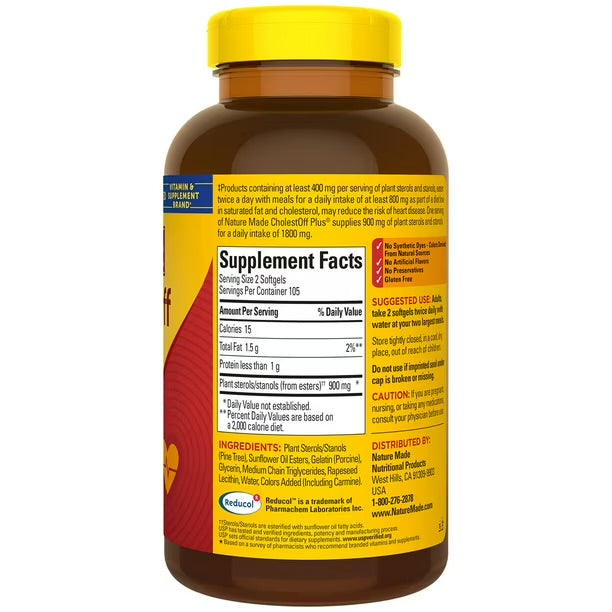 Nature Made CholestOff Plus | Reduces the Absorption of Dietary Cholesterol into the Bloodstream | 210 Softgels; Exp 09/2027