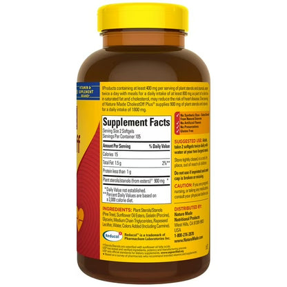 Nature Made CholestOff Plus | Reduces the Absorption of Dietary Cholesterol into the Bloodstream | 210 Softgels; Exp 09/2027