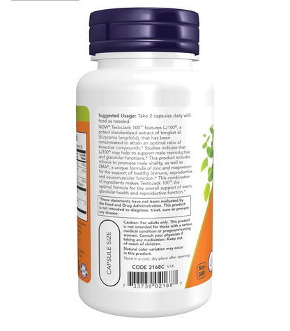 NOW TestoJack™ 100 | with Vitamin B6, ZMA and a Potent Extract of Tongkat Ali & Tribulus | Increases Libido & Supports Healthy Testosterone Levels | 60 Capsules; Exp 05/2031