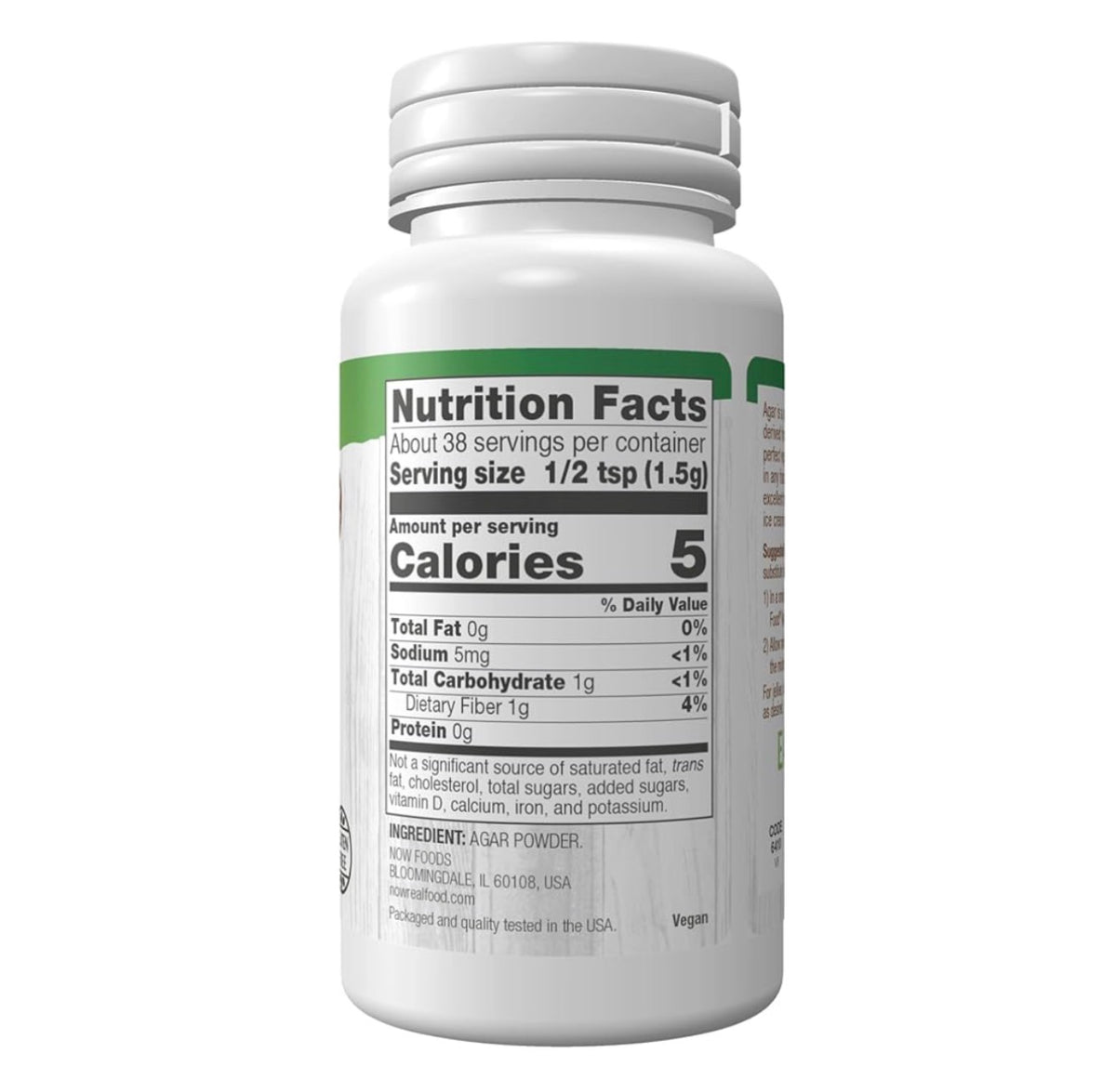 NOW Agar Powder | Vegetarian Gelatin Substitute 2oz 57g Exp 06/2029 ...