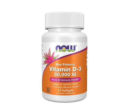 NOW Max Potency Vitamin D3 50,000 IU | Supports Healthy Teeth, Bone & Immune Health | Promotes Muscle Health | Once-Weekly |▪️𝟏𝟐 𝐒𝐨𝐟𝐭𝐠𝐞𝐥𝐬 ; Exp 07/2028
