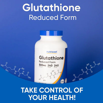 Nutricost Glutathione 500mg | 240 Servings | Antioxidant | 240 Capsules; Exp 05/2028