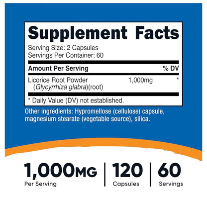 Nutricost Licorice Root 500mg | Supports the Liver & Respiratory System | Help Cleanse the Colon | 120 Capsules; Exp 08/2027