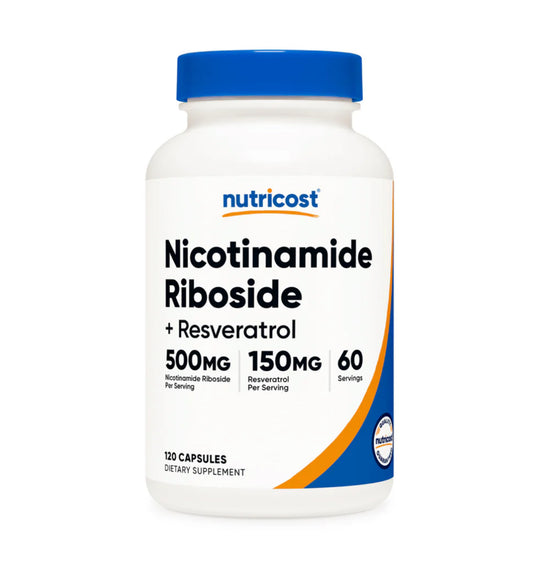 Nutricost Nicotinamide Riboside 500mg + Resveratrol 150mg | with Quercetin 250mg | Supports Cognition,  Heart Health, Metabolism and Healthy Weight | 120 Capsules; Exp 05/2028