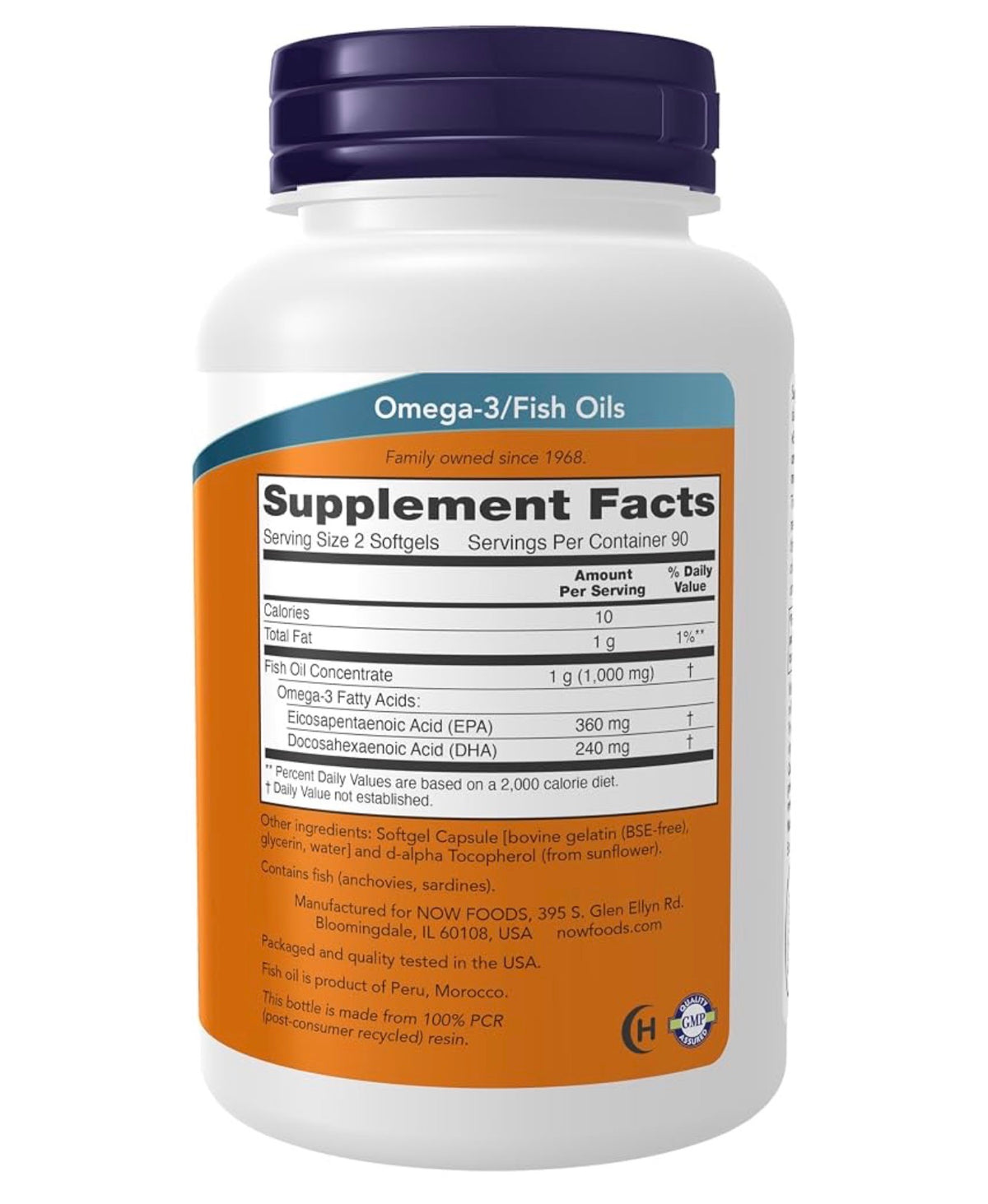 NOW Omega-3 Fish Oil Mini Gels 180 EPA/120 DHA | 500mg per Softgel | Cardiovascular Support | 180 Softgels; Exp 01/2029