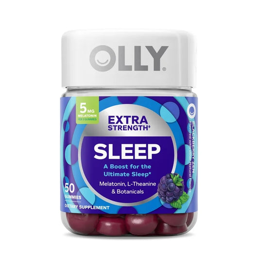 OLLY Extra Strength Sleep Gummy | 5mg Melatonin, L-Theanine, Chamomile, Lemon Balm | Drug-free Sleep Aid | Occasional Sleep Support |  Blackberry Zen ~ 50 Gummies; Exp 10/2026