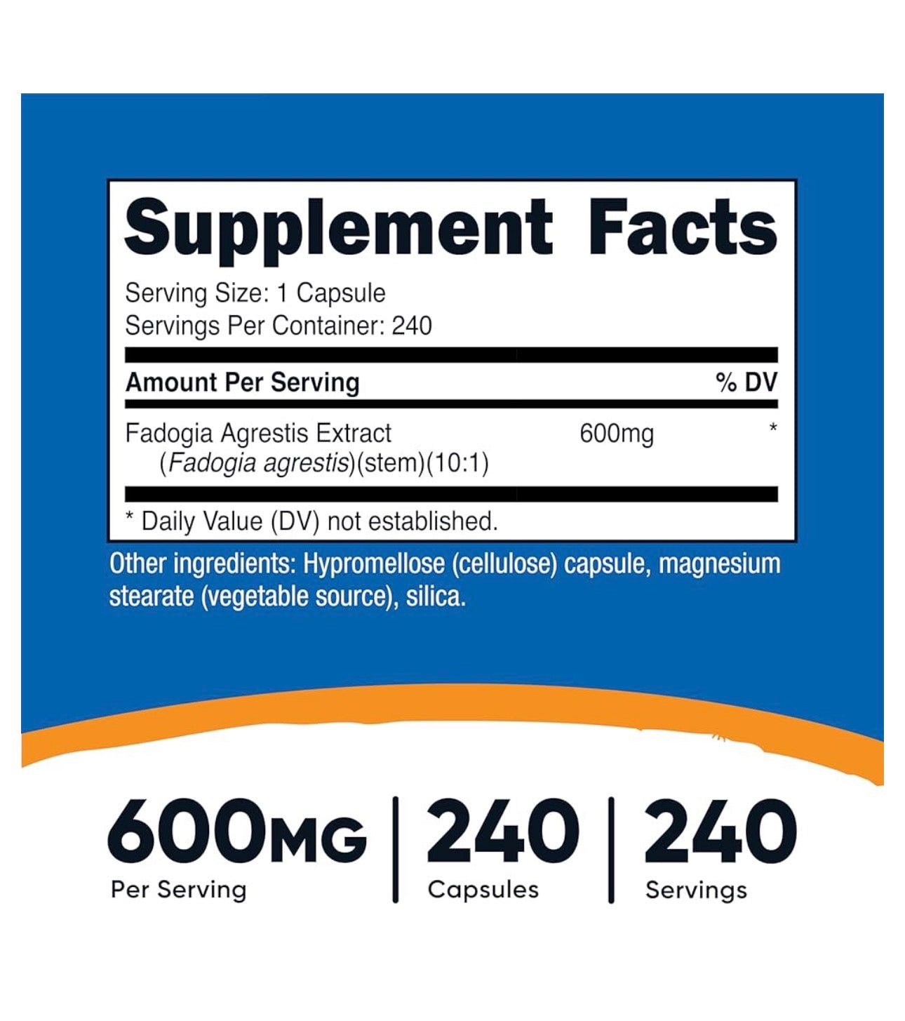 Nutricost Fadogia Agrestis 600mg | Supports Natural Testosterone Production, Enhances Libido & Sexual Health and Promotes Muscle Growth | 240 Capsules; Exp 07/2028