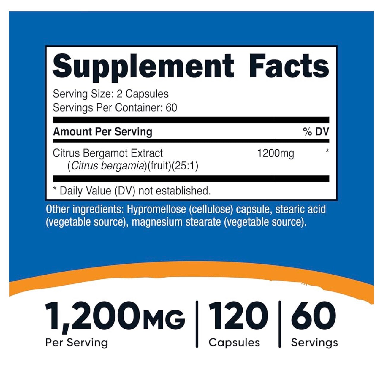 Nutricost Citrus Bergamot Extract 1,200mg | Offers Antioxidant Support for Cardiovascular & Metabolic Health | 120 Capsules; Exp 12/2028