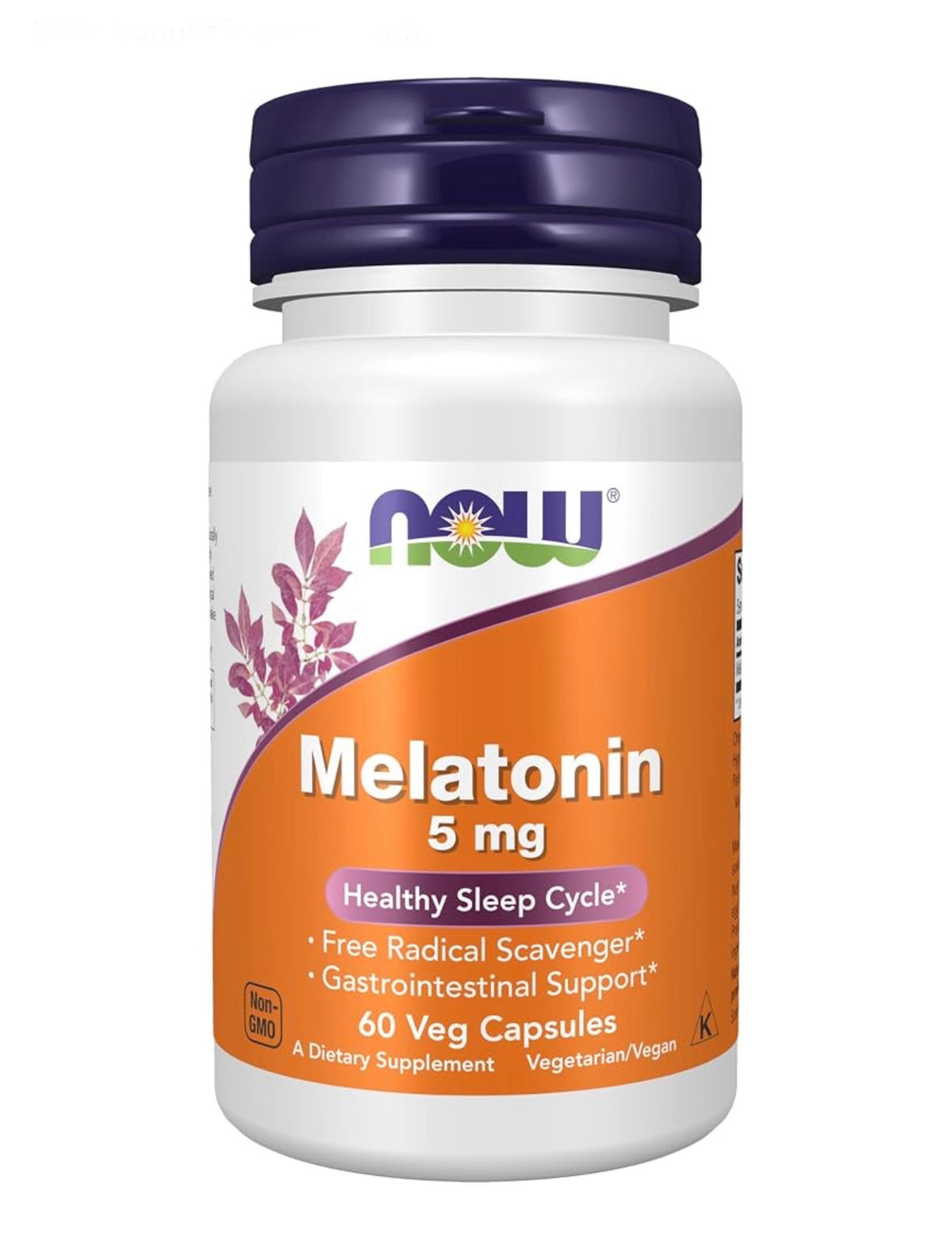 NOW Melatonin 5 mg | Free Radical Scavenger | Promotes Healthy Sleep Cycle | 60 Capsules; Exp 02/2030