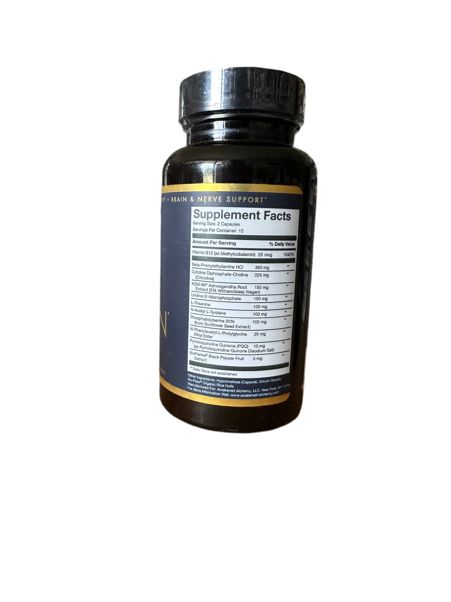 Awaken Gold Premium Nootropic | Advanced Brain Nutrition | Improve Memory & Learning | Enhance Focus & Clarity | Intensify Drive | 11 Premium Ingredients | 24 Capsules; Exp 06/2026