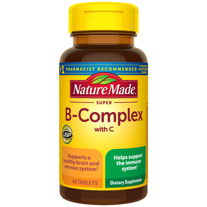 Nature Made Super B-Complex with Vitamin C and Folic Acid | 60 Tablets, Exp 10/2025
