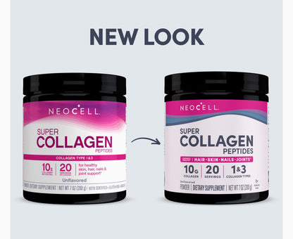 NeoCell Super Collagen Peptides|  Unflavored Powder | Collagen Type 1 & 3 | 7oz/200g Exp 05/2027 (New Look)