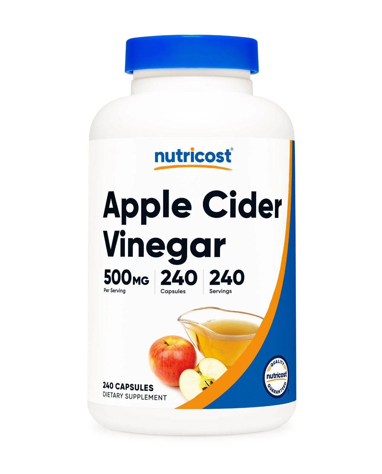 Nutricost Apple Cider Vinegar 500 mg | Improves Digestion, Gut Health & Controls Appetite | 240 Capsules; Exp 02/2028