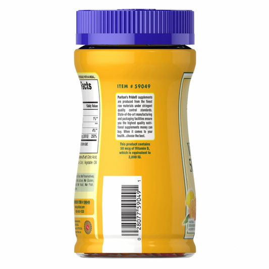 Puritan’s Pride Vitamin D3 Gummies | 2000iu [50 mcg] |  60 Gummies; Exp 03/2027