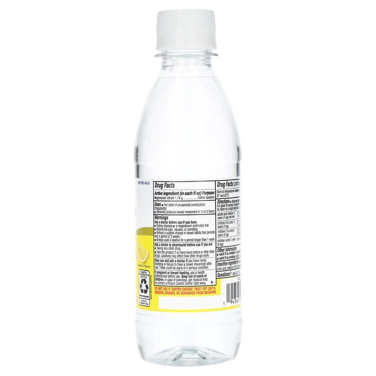 Equate Magnesium Citrate Saline Laxative | Relieves of Occasional Constipation | Lemon Flavor ~ 10oz/296ml; Exp 04/2029