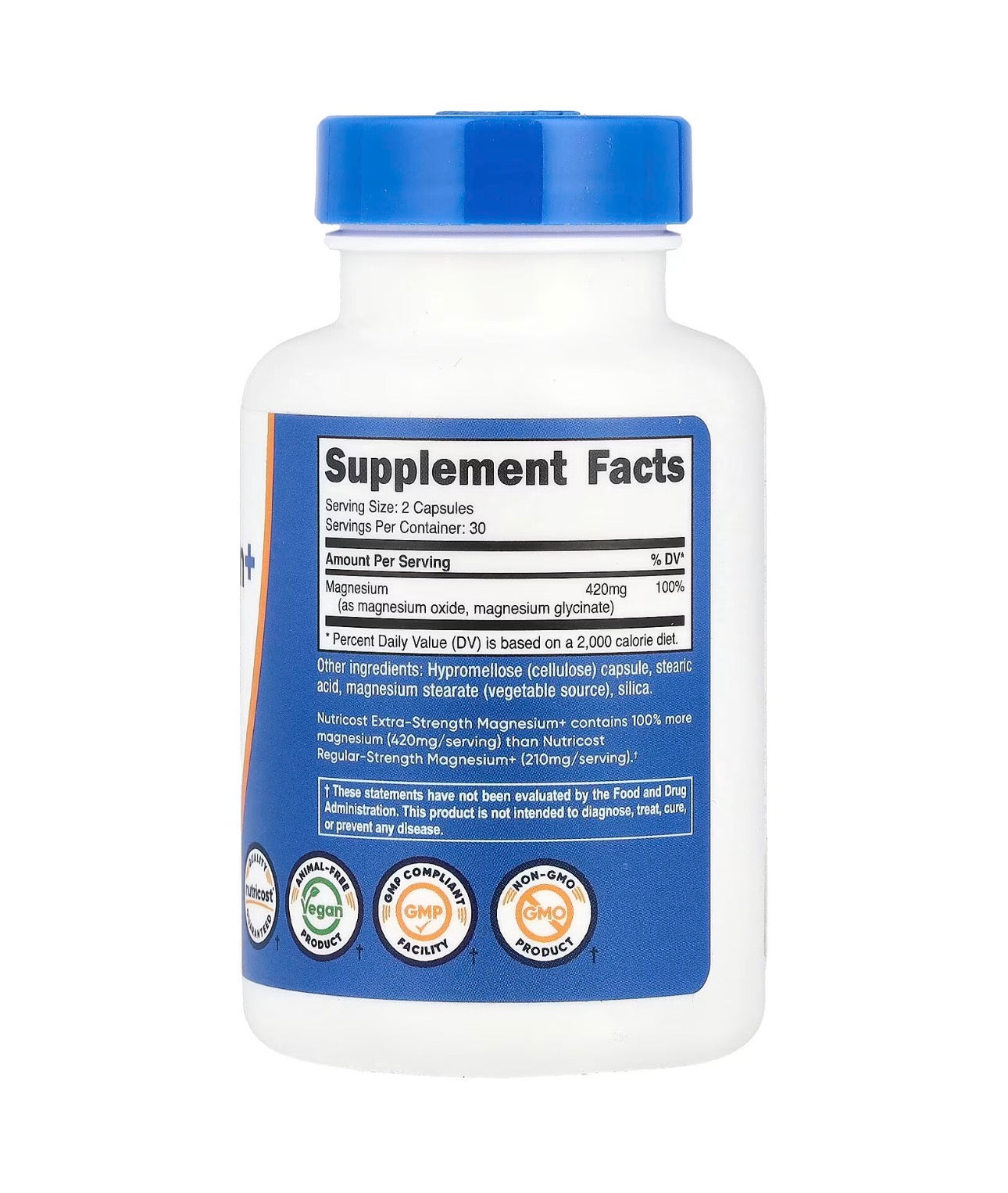 Nutricost Magnesium+ 420mg (Extra Strength) | Magnesium Glycinate & Magnesium Oxide | 60 Capsules; Exp 07/2028