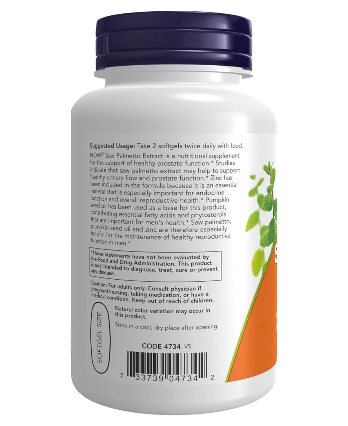 NOW Saw Palmetto Extract 160mg with Pumpkin Seed Oil (1000mg) & Zinc Gluconate (20mg) | Supports Healthy Prostate Function | 90 Softgels; Exp 05/2029