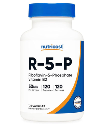 Nutricost R-5-P 50mg (Riboflavin-5-Phosphate) | Coenzymated Vitamin B2 | Bioactive B2 | Essential For Cellular Energy Metabolism 120 Capsules; Exp 04/2029