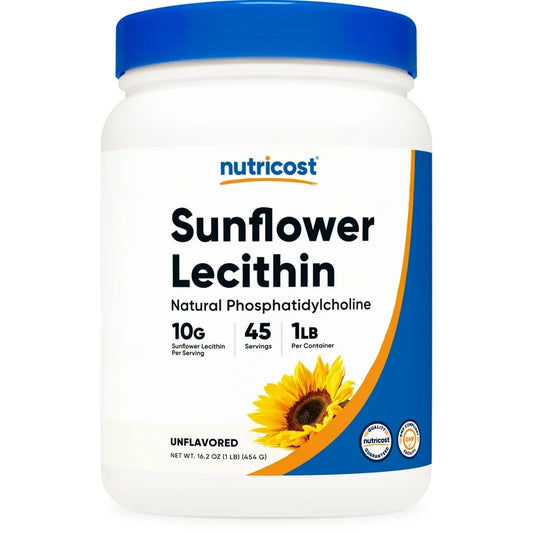 Nutricost Pure Sunflower Lecithin 10g Powder | Natural Phosphatidyl Choline & Other Phosphatides | Brain & Cognitive Support | Breastfeeding Support | 1Lb/454g; Exp