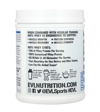 EVL 100% Whey Protein | Low Fat | Unflavored | 1 lb (454 g) Exp 01/2027