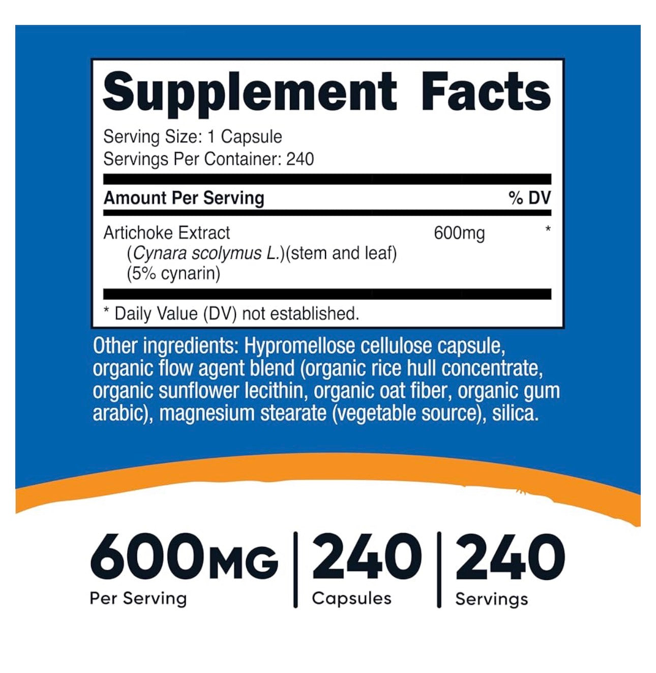 Nutricost Artichoke Extract 600mg | Supports Healthy Digestive, Liver & Cardiovascular Function | Promotes Normal Bile Flow & Fat Digestion | 240 Capsules; Exp 01/2029