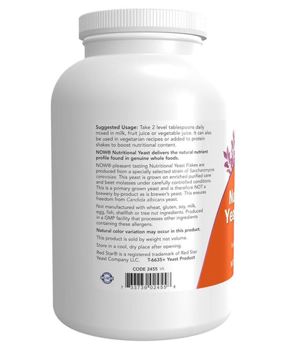 NOW Nutritional Yeast Flakes ~ Fortified with Additional B-Vitamins | Super Food | 10oz/284g; Exp 03/2030