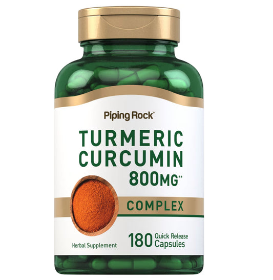 PipingRock Turmeric Curcumin 800mg | 800mg per Capsule | Anti-Inflammatory | 180 Capsules; Exp 09/2026