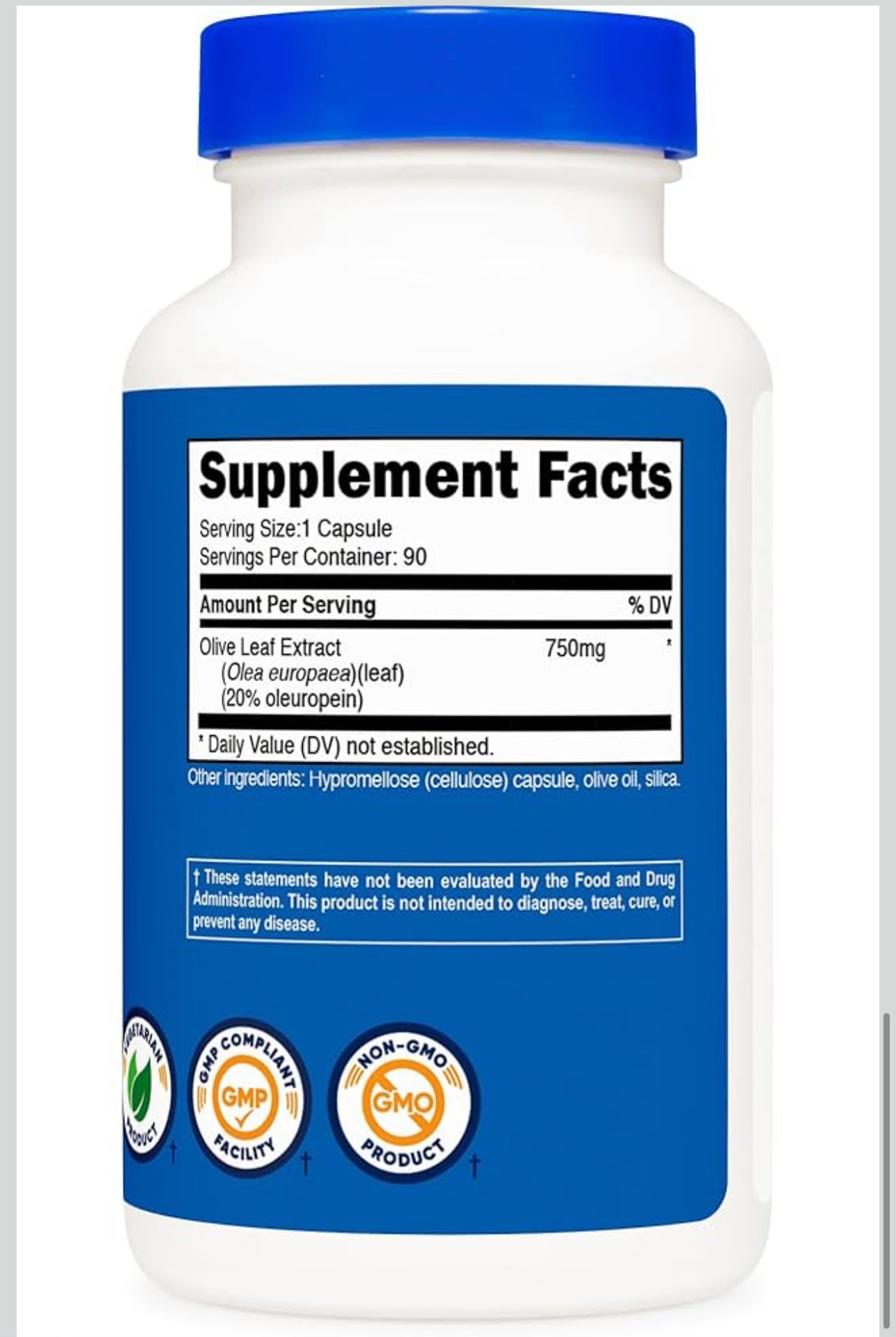 Nutricost Olive Leaf Extract 750 mg | 20% Oleuropein | Boosts Immune System | Supports Healthy Inflammatory Response & cardiovascular health | 90 Capsules; Exp 10/2027