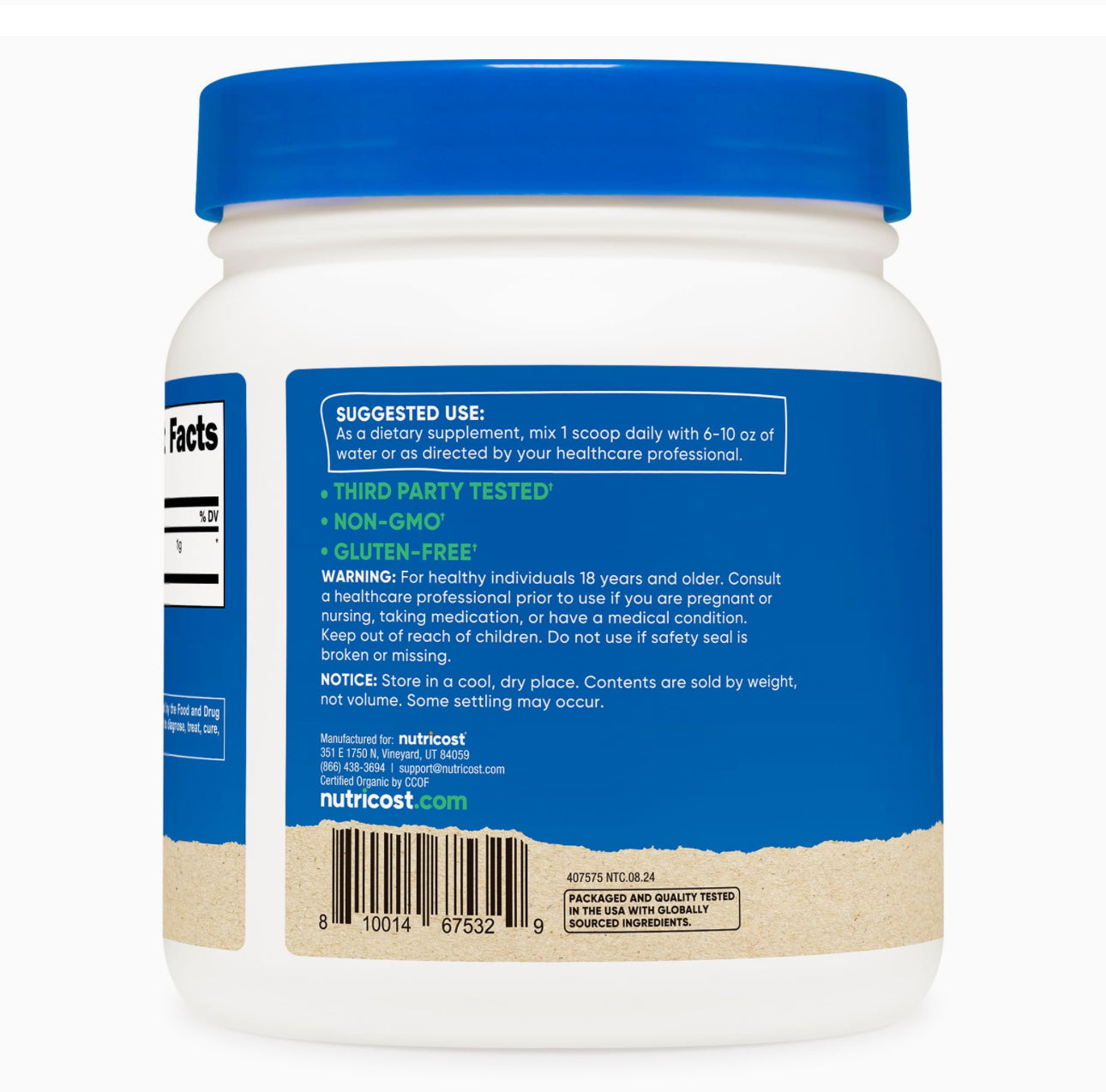 Nutricost Organic Spirulina 1000mg Powder - Pure | 454 Servings- Over 1 year Supply | 454g/1lb; Exp 01/2028