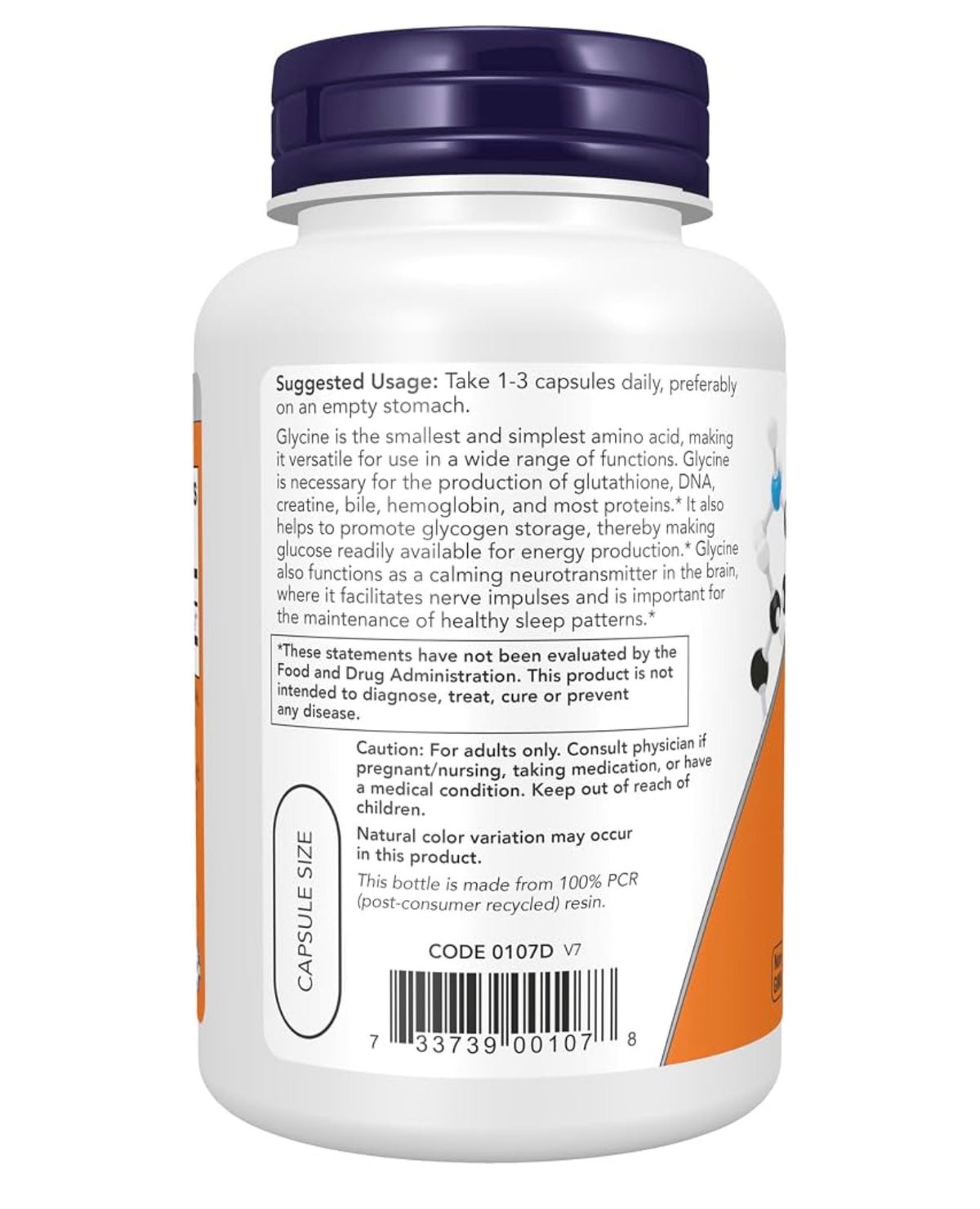 NOW Glycine 1000mg | Free Form | Involved in Joint Repair, Muscle Building & Reduces Inflammation | Hepatoprotective | 100 Capsules; Exp 06/2030