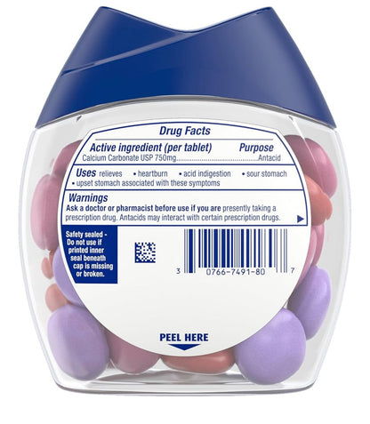TUMS Chewy Bites Antacid | Extra Strength Calcium Carbonate 750mg | Heartburn & Acid Indigestion Relief | Assorted Berries Flavor ~ 32 Chewable Tablets; 11/2027