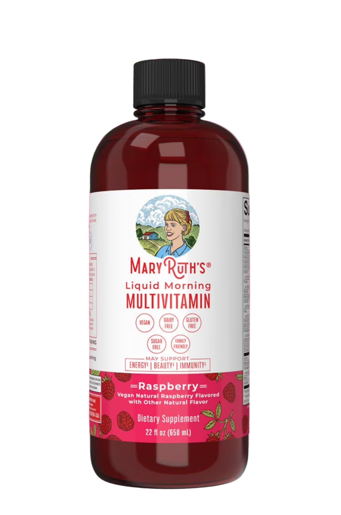 MaryRuth Organics Liquid Morning Multivitamin for For the Whole Family (Including Kids Aged 1 Year & Above) | Vitamins A, C, D, E, B6, B12, Biotin, Zinc | Natural Raspberry ~ 22oz/650ml; Exp 04/2027