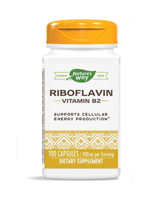 Nature's Way Riboflavin (Vitamin B2) | Supports Cellular Energy Production | 100 Capsules, Exp 02/2027