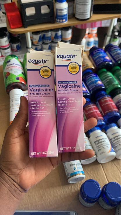 Equate Vagicaine Anti-Itch Vagina Cream | Instant Long Lasting Relief from Intense Itch | 1oz; Exp 07/2027❗️ Rough Paper Pack 👉🏽 Check last picture