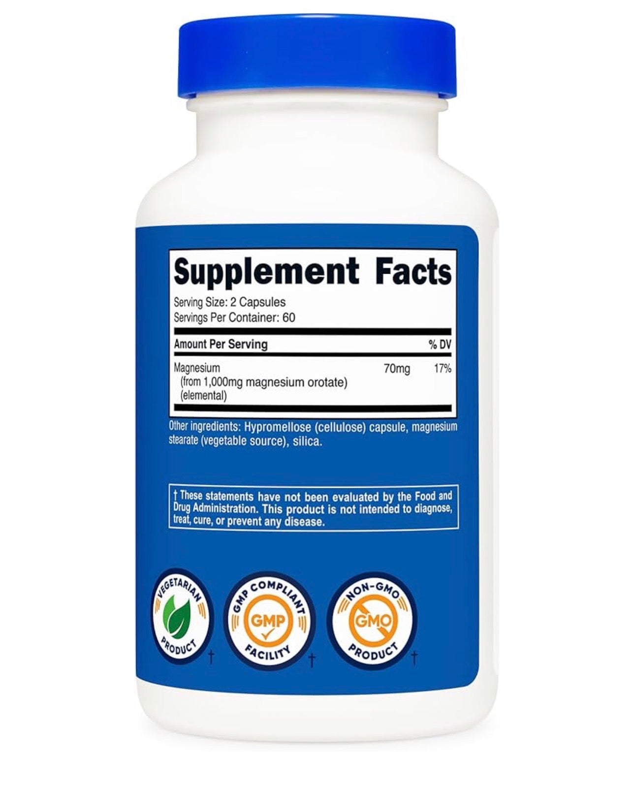 Nutricost Magnesium Orotate 1000mg | Optimal Absorption | Helps Maintain Bone Health, Muscle & Nerve Function | 120 Capsules; Exp 08/2028