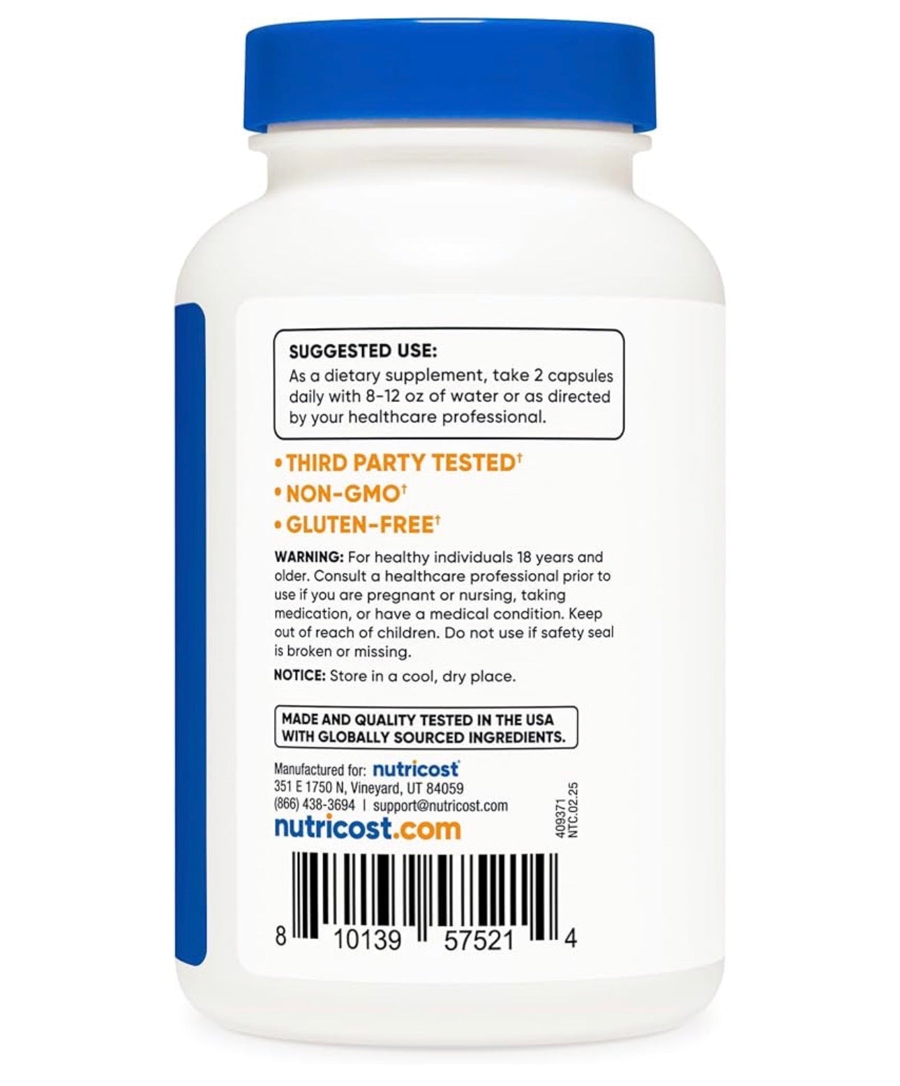Nutricost L-Cysteine 1000mg | Free Form to Promote Optimal Absorption & Assimilation | Important for Skin, Hair & Nail Health | 120 Capsules; Exp 04/2029