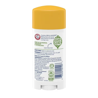 ARM & HAMMER Essentials Deodorant | Aluminium-Free | COCONUT GERANIUM | Solid Stick | 2.5oz /71g
