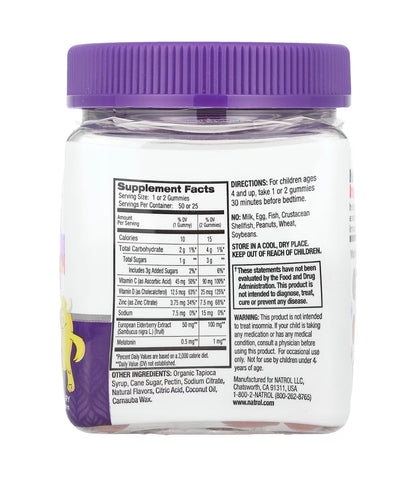 Natrol Kids Sleep+ Immune Health Gummies | 25 Servings | Supports Immune Health and Refreshing Sleep | Berry-Flavor, 50 Gummies Exp 04/2025