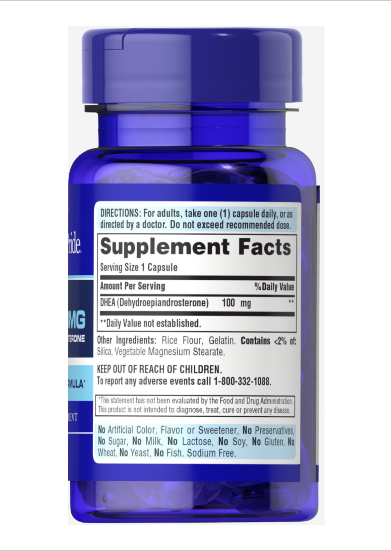 Puritan’s Pride DHEA 100 mg (Dehydroepiandrosterone) | Optimizes the Immune System | For Energy Support & Healthy Aging | 60 Capsules; Exp 06/2027