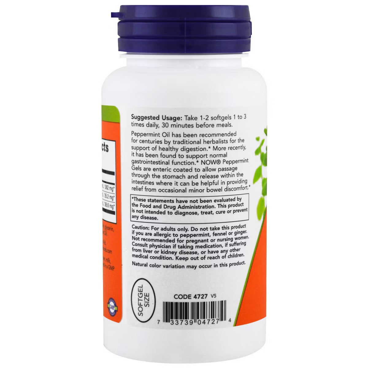 NOW Peppermint Gels With Ginger & Fennel Oils | Supports Healthy Digestion & Normal Gastrointestinal Function | Relieves Minor Bowel Discomfort | Enteric Coated ~ 90 Softgels; Exp 07/2029