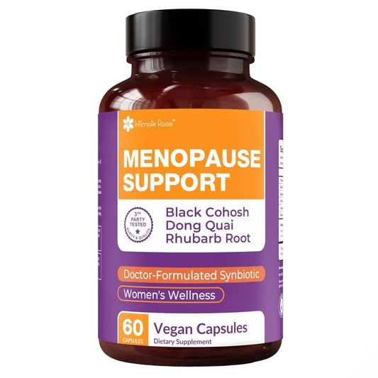 Intimate Rose Menopause Synbiotic with Black Cohosh, Dong Quai, Rhubarb Root, Prebiotic & Probiotic 20 Billion CFU | Complete Menopause Support | Helps Ease Hot Flashes, Night Sweats, Restful Sleep | 60 Capsules; Exp❗️ UNCLEAR 10/2027 👉🏽Check last pic