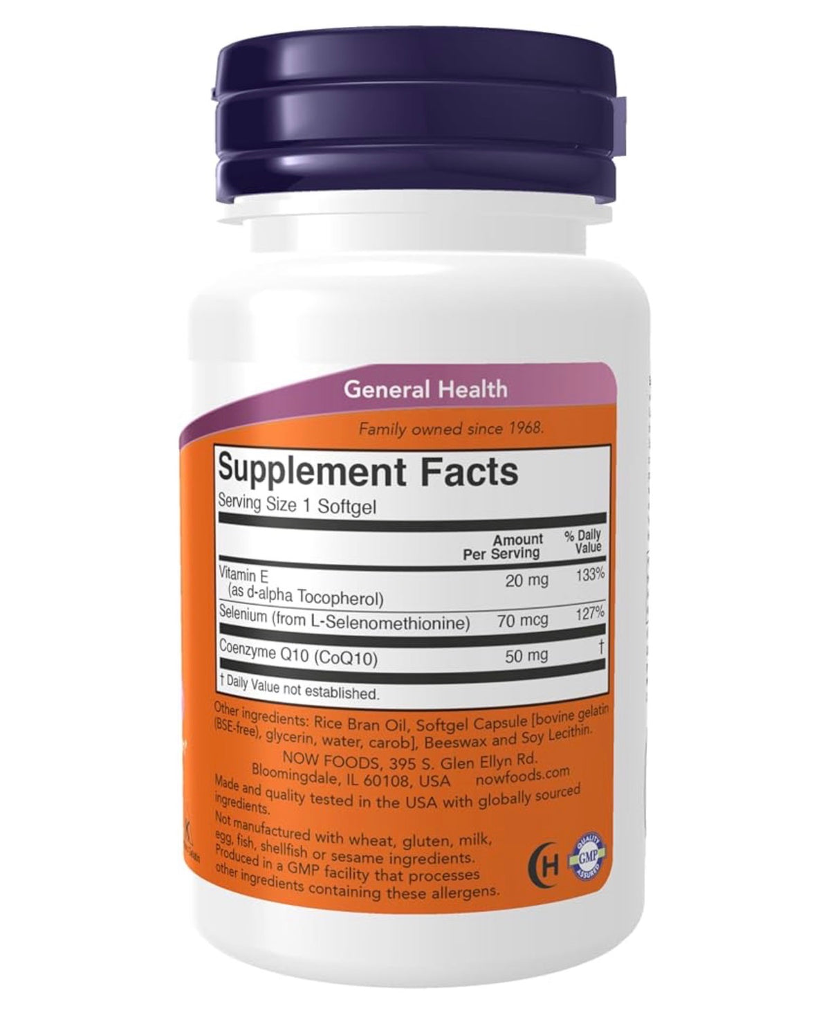 NOW CoQ10 50mg with Selenium & Vitamin E | Supports Energy Production | 50 Softgels; Exp 01/2030