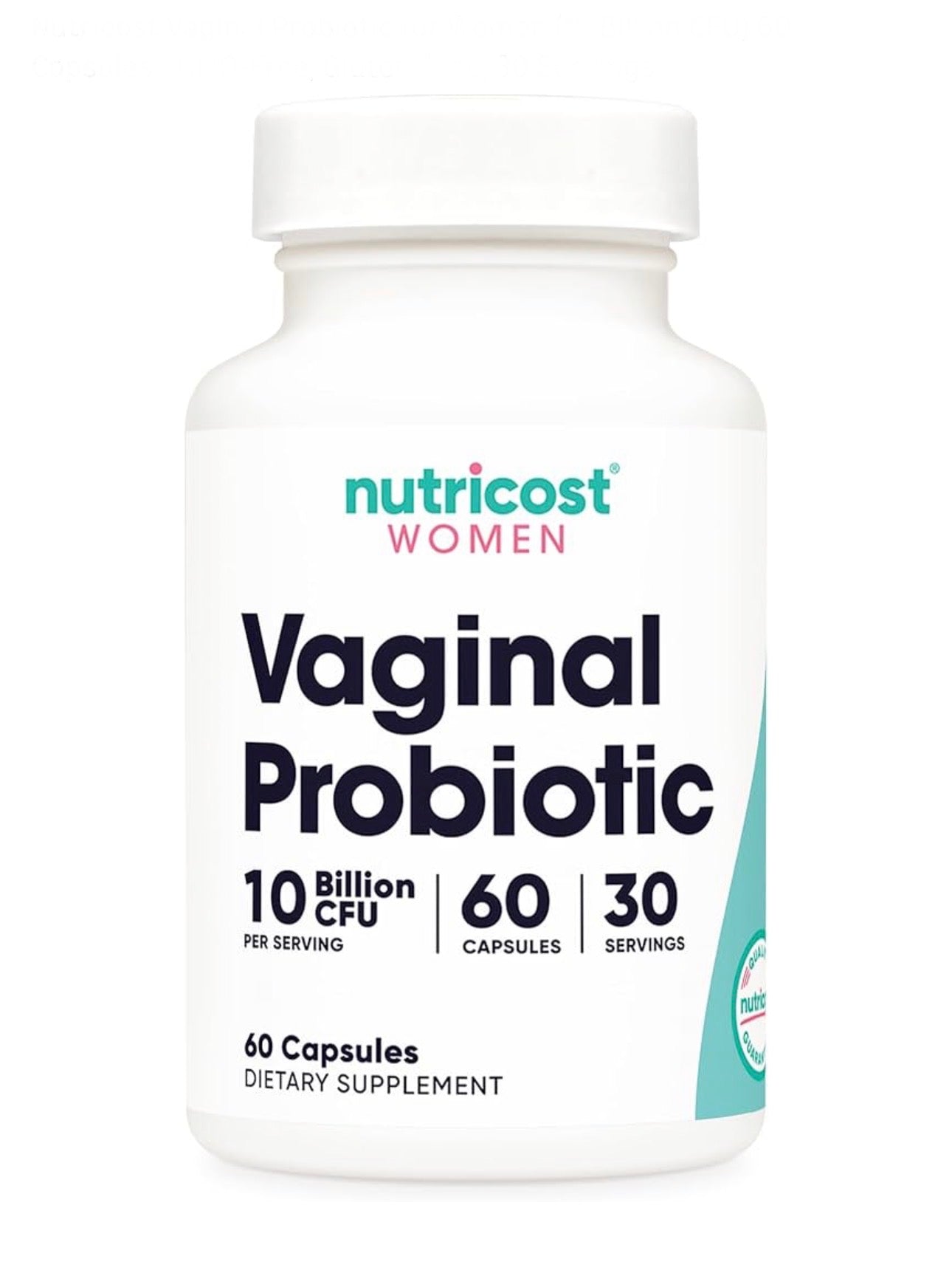 Nutricost Women Vaginal Probiotic 10 Billion CFU | Supports Healthy Vaginal Flora & Odor, Urinary Tract and pH Balance | 60 Capsules; Exp 07/2028