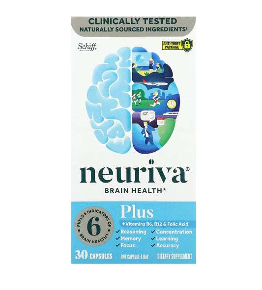Schiff’s NEURIVA Plus | Brain Supplement for Memory and Focus with Vitamins B6, B12, Phosphatidylserine | Nootropics for Concentration for Mental Clarity, Cognitive Enhancement | 30 Capsules; Exp 07/2026