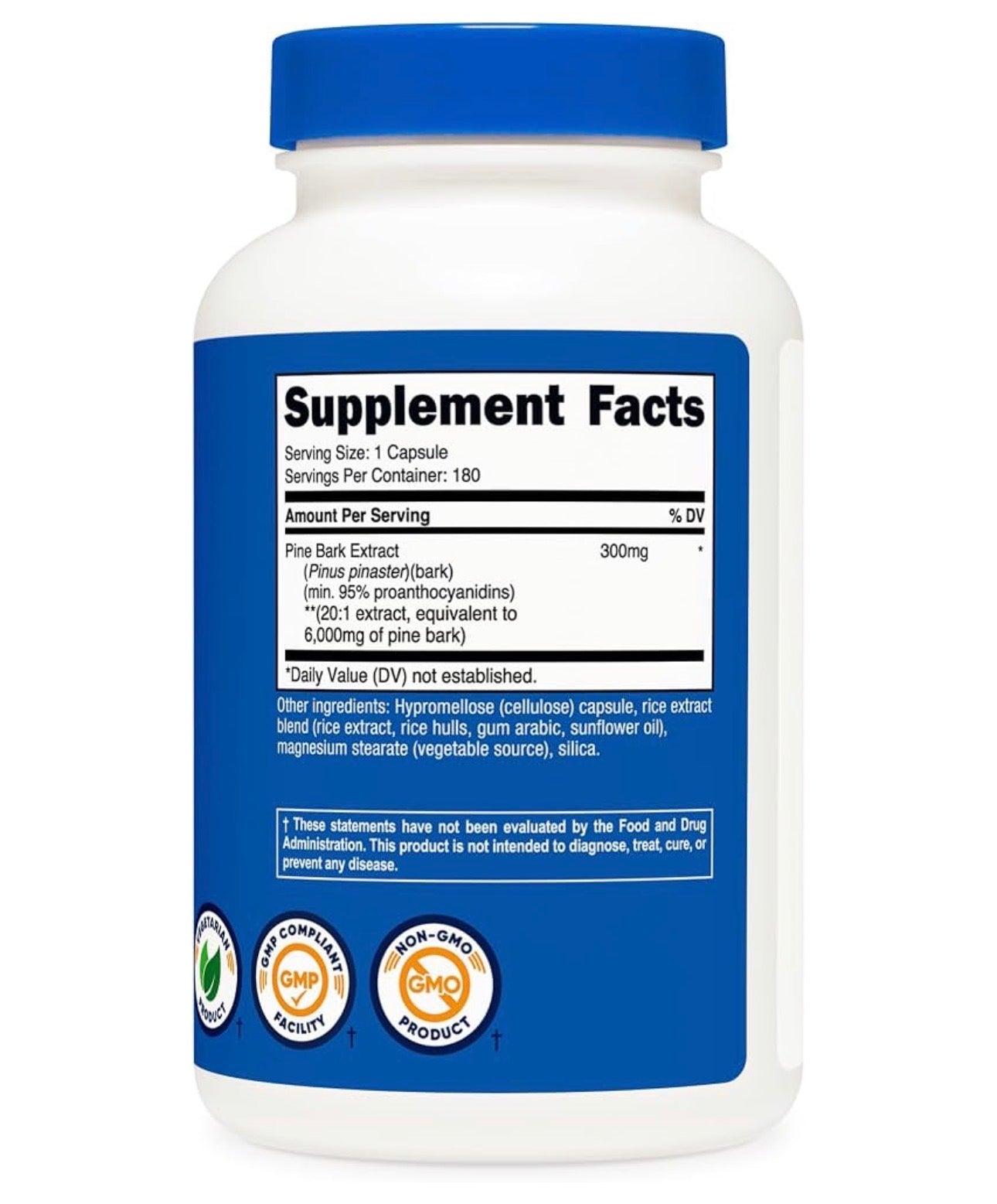 Nutricost Pine Bark Extract 6000mg | Reduces Oxidative Stress & Inflammation at the Cellular Level | 180 Capsules; Exp 11/2028