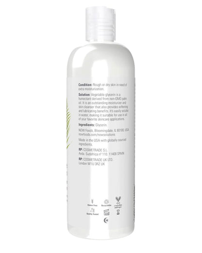 NOW Vegetable Glycerin | 100% Pure | Versatile Skin Care | Softens & Moisturizes | 16oz/473ml; Exp 04/2030